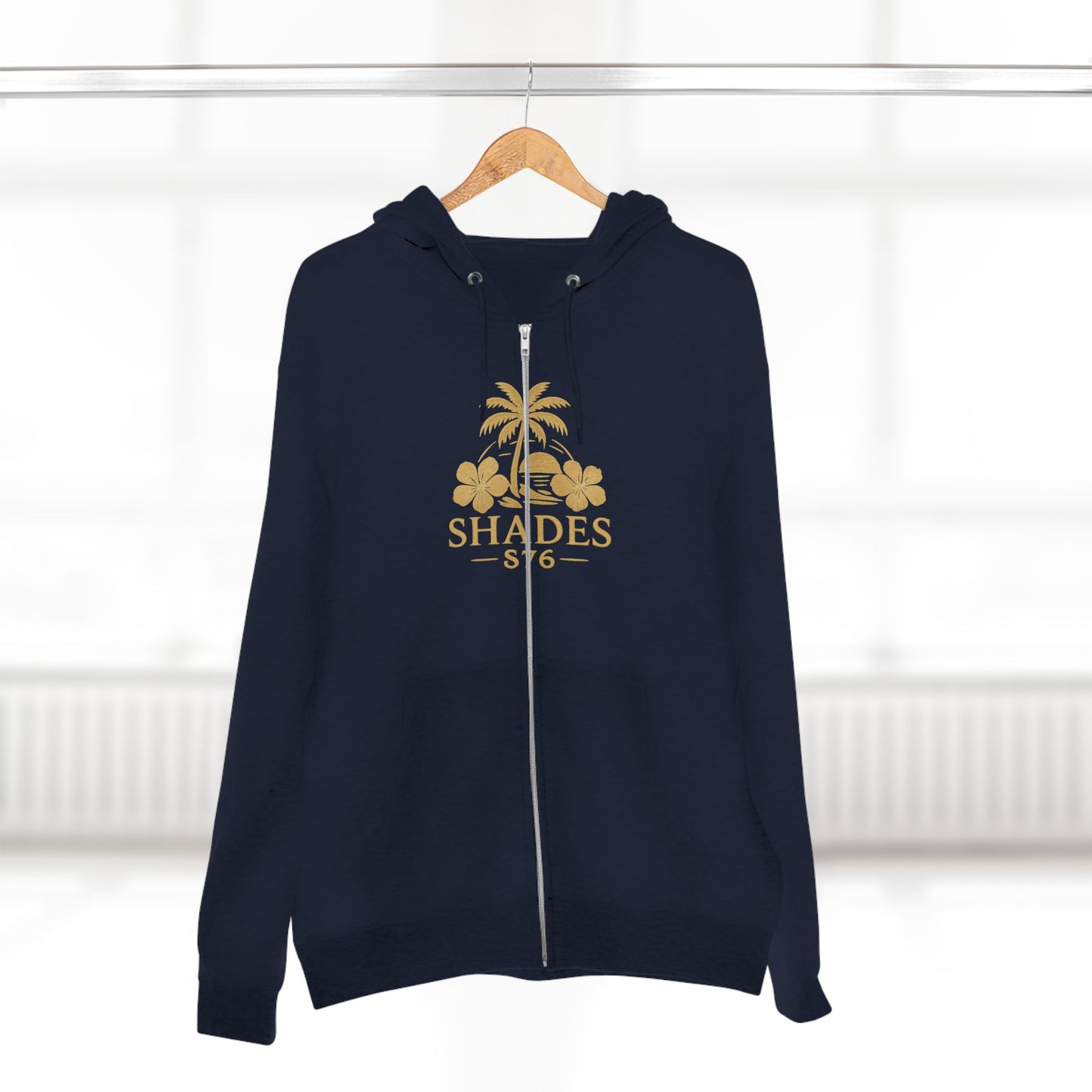 Shades 876 Tropical Zip Hoodie — Gold Palm Tree Beach Design