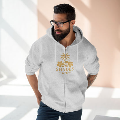 Shades 876 Tropical Zip Hoodie — Gold Palm Tree Beach Design
