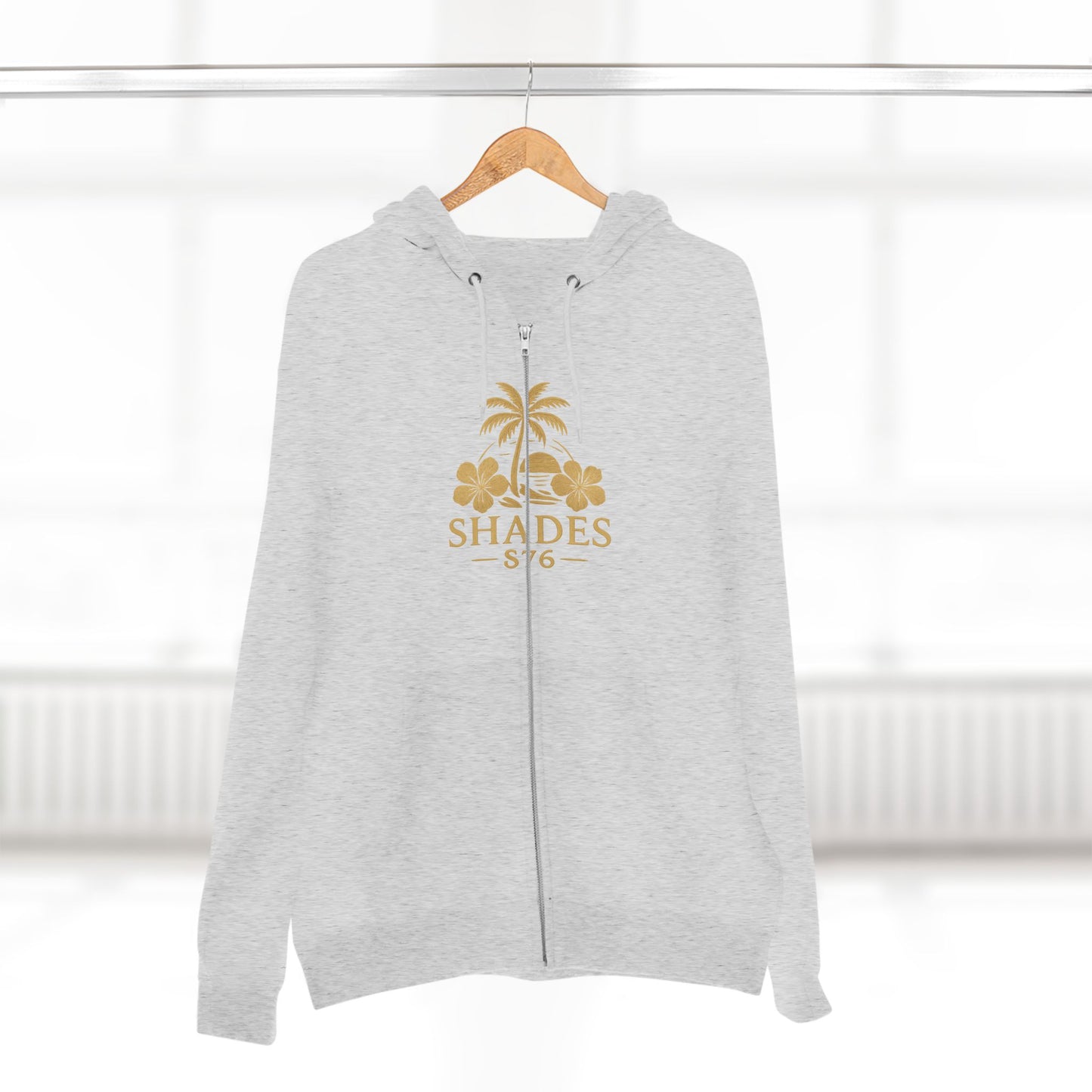 Shades 876 Tropical Zip Hoodie — Gold Palm Tree Beach Design
