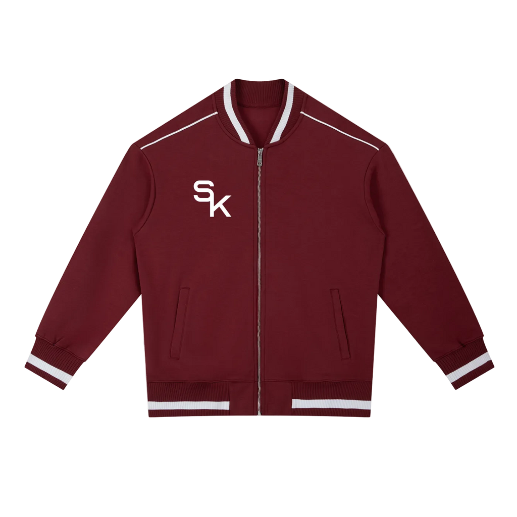 Contrast Piping Zip Bomber Jacket