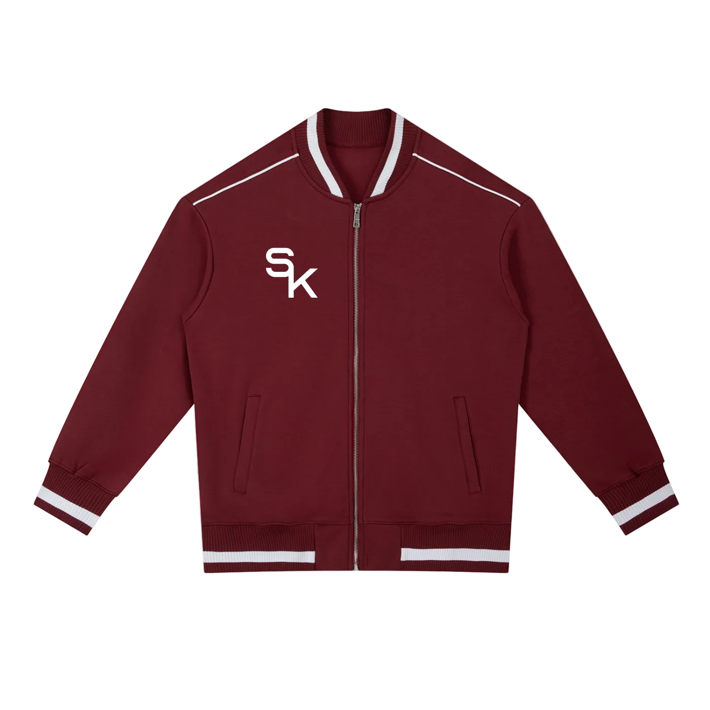 Contrast Piping Zip Bomber Jacket