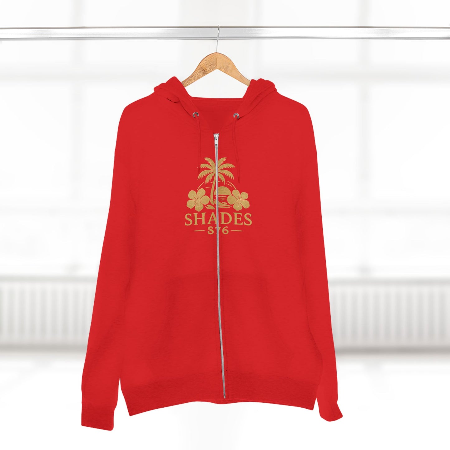 Shades 876 Tropical Zip Hoodie — Gold Palm Tree Beach Design