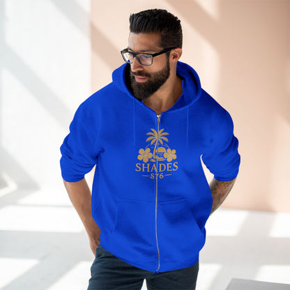 Shades 876 Tropical Zip Hoodie — Gold Palm Tree Beach Design