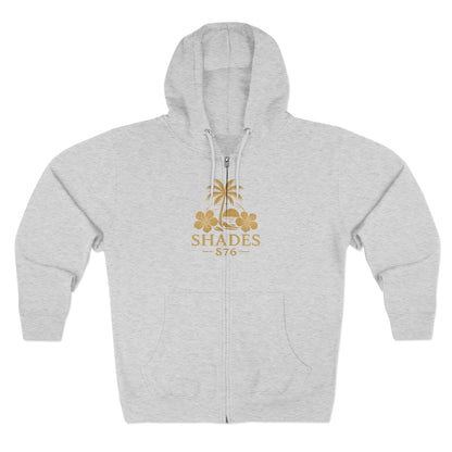 Shades 876 Tropical Zip Hoodie — Gold Palm Tree Beach Design