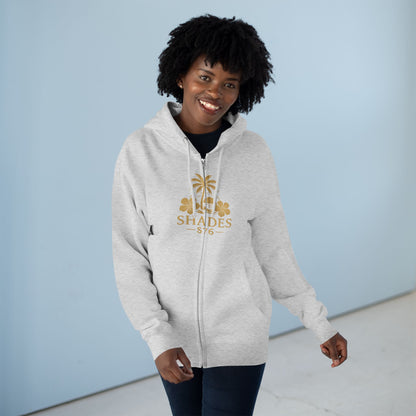 Shades 876 Tropical Zip Hoodie — Gold Palm Tree Beach Design