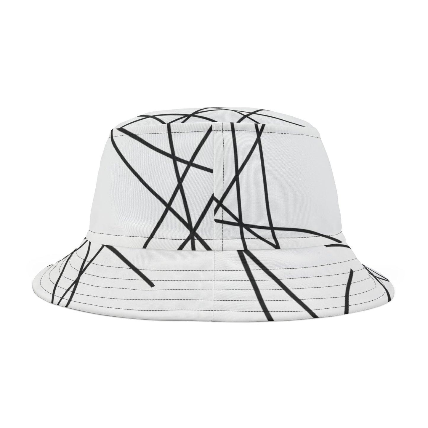 Abstract Black Line Sketch Bucket Hat | Minimalist Graphic