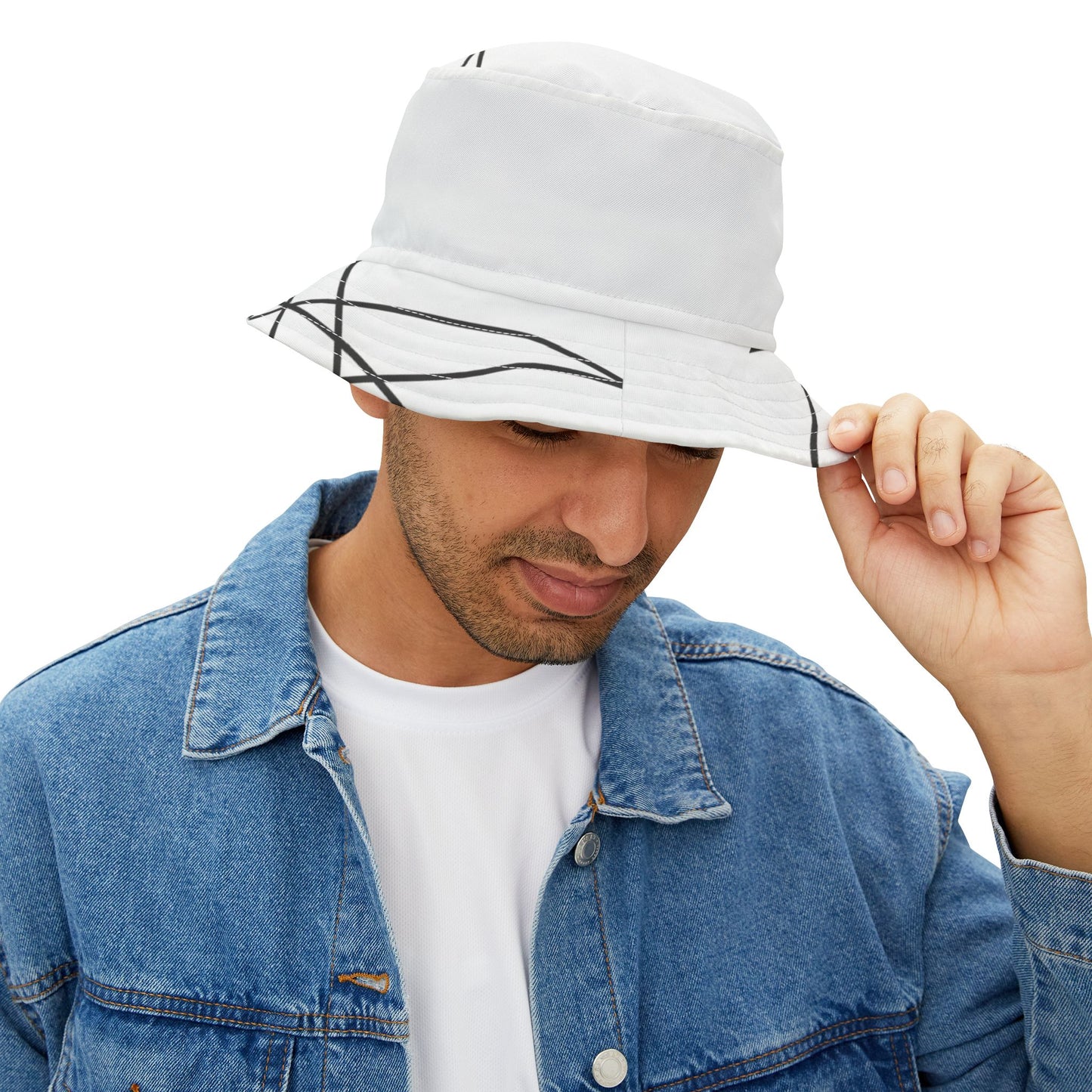 Abstract Black Line Sketch Bucket Hat | Minimalist Graphic