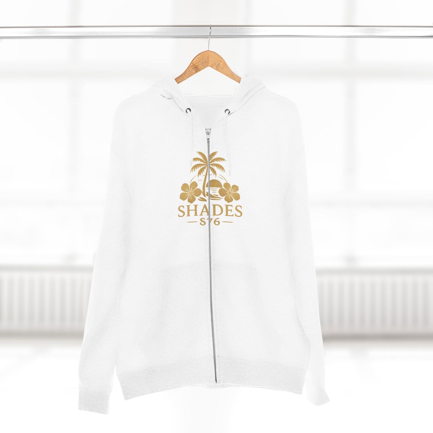 Shades 876 Tropical Zip Hoodie — Gold Palm Tree Beach Design