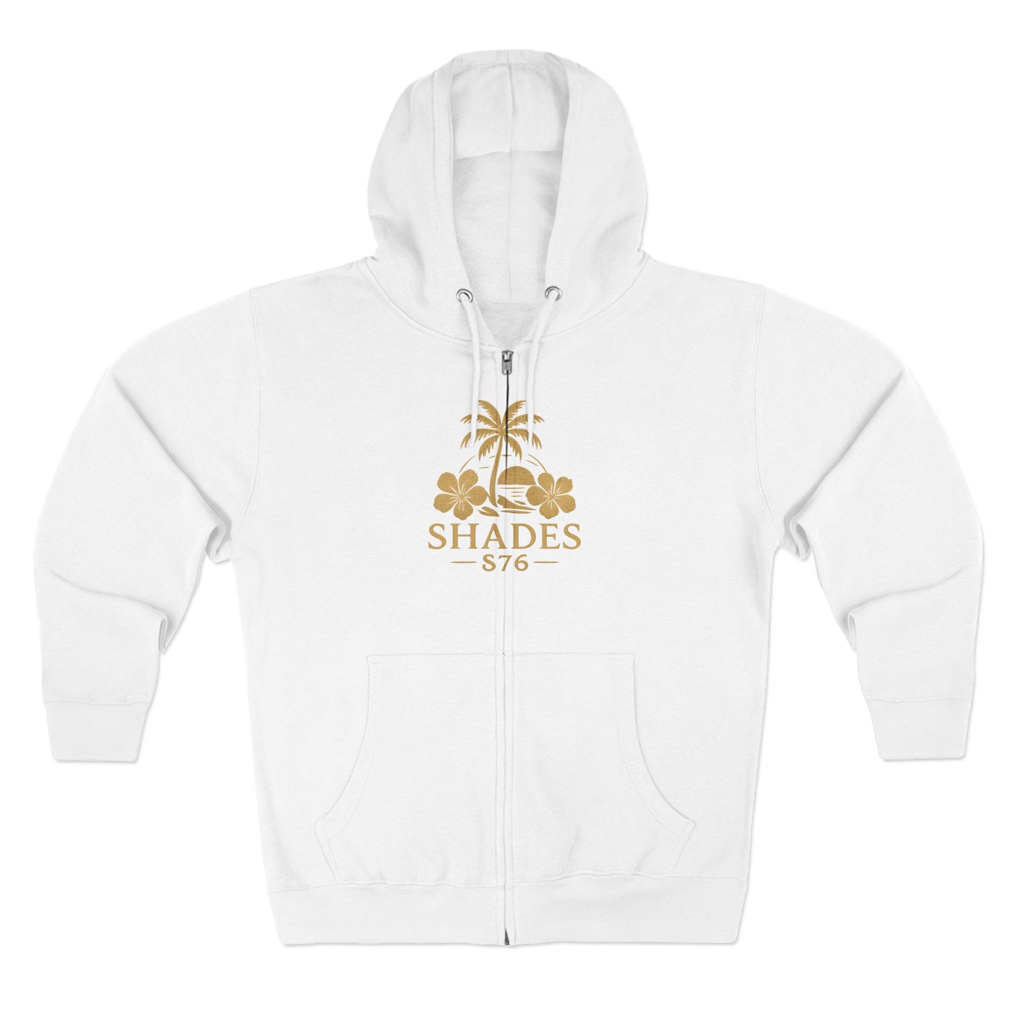 Shades 876 Tropical Zip Hoodie — Gold Palm Tree Beach Design