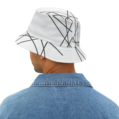 Abstract Black Line Sketch Bucket Hat | Minimalist Graphic