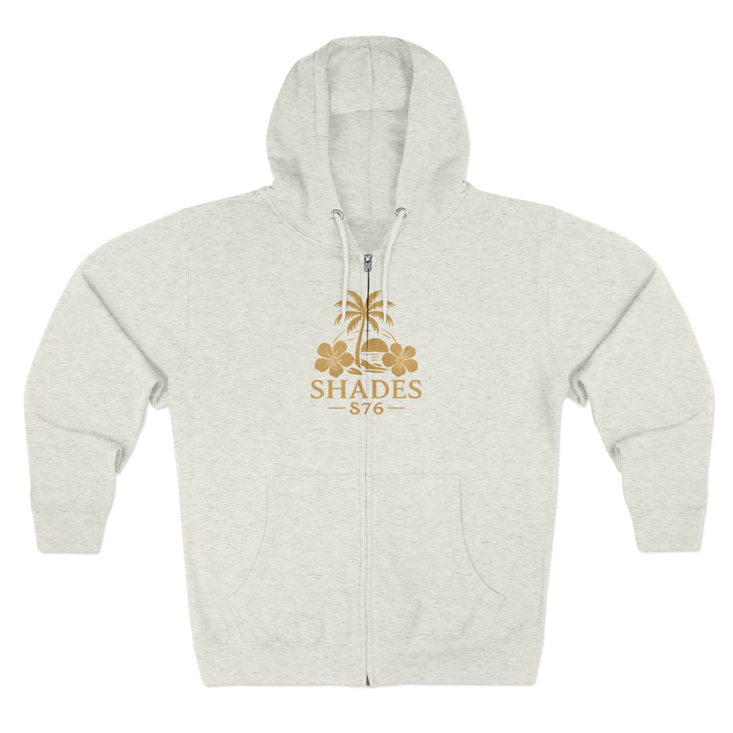 Shades 876 Tropical Zip Hoodie — Gold Palm Tree Beach Design