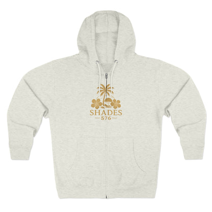 Shades 876 Tropical Zip Hoodie — Gold Palm Tree Beach Design