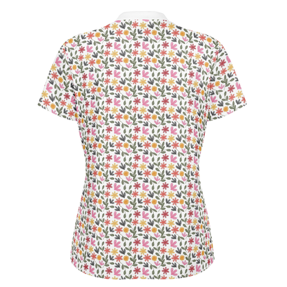 Floral Stand Up Collar Polo Shirt - AOP