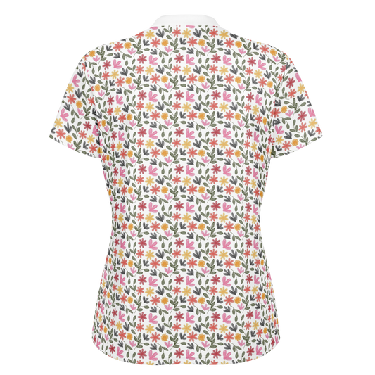 Floral Stand Up Collar Polo Shirt - AOP