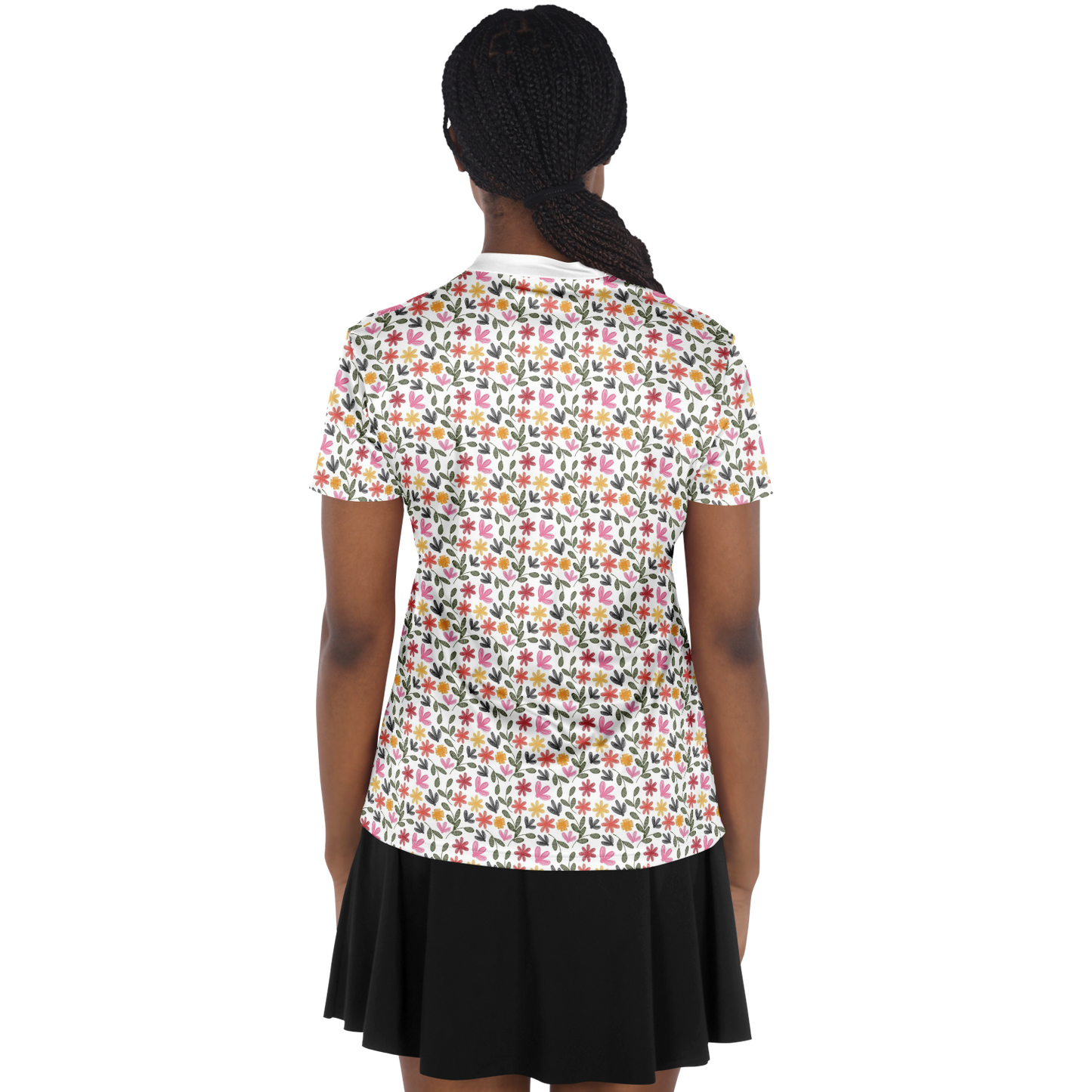 Floral Stand Up Collar Polo Shirt - AOP