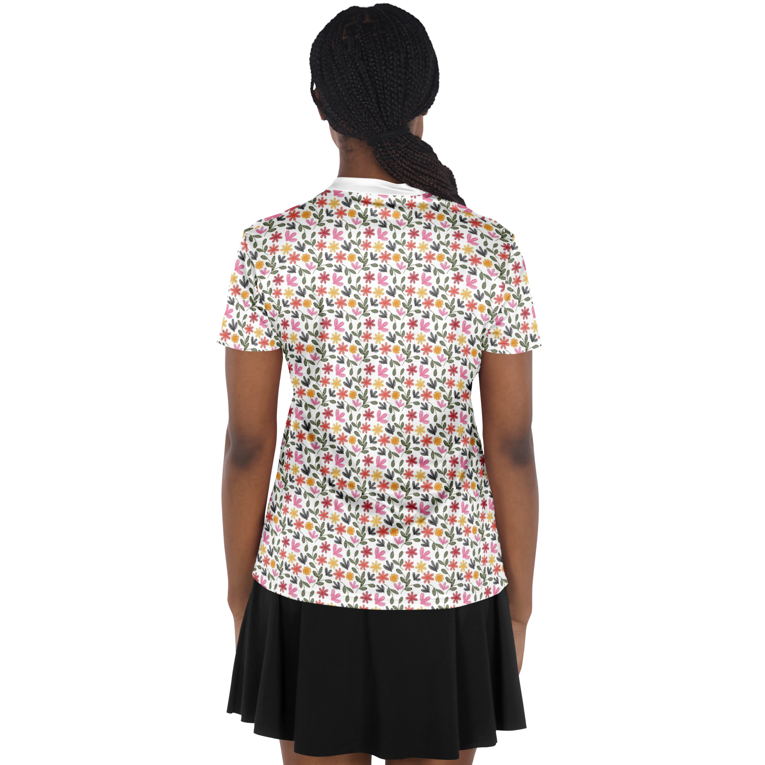 Floral Stand Up Collar Polo Shirt - AOP