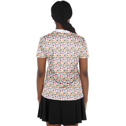 Floral Stand Up Collar Polo Shirt - AOP