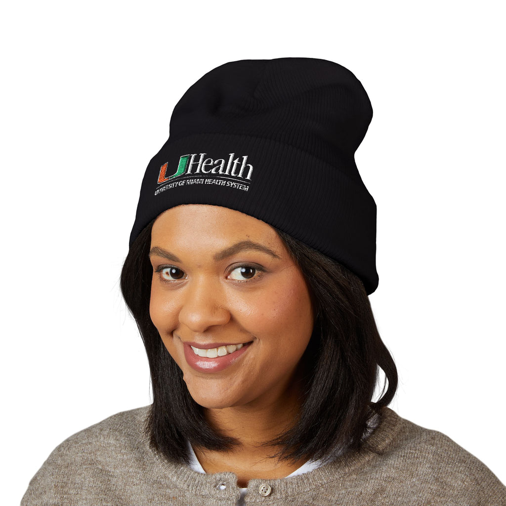 UHealth Embroidered Cuffed Beanie — University of Miami Medical Knit Hat