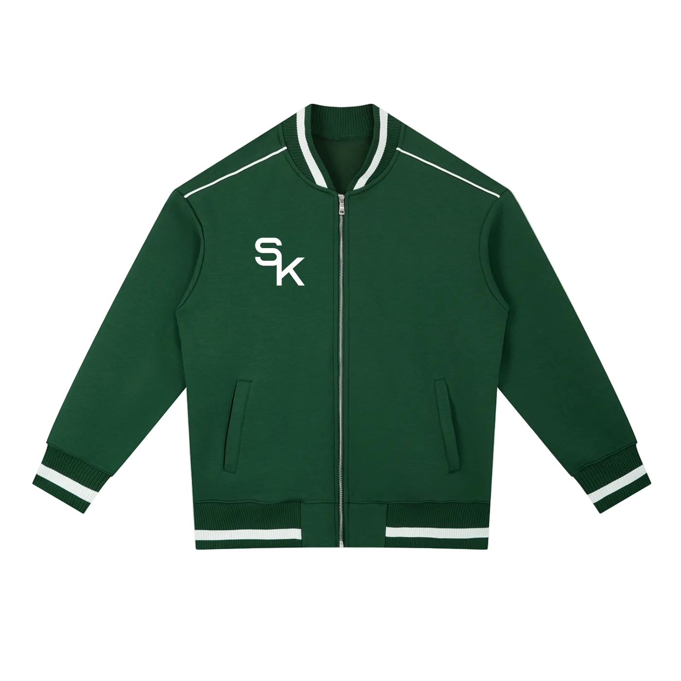 Contrast Piping Zip Bomber Jacket