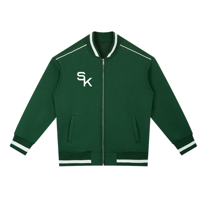 Contrast Piping Zip Bomber Jacket