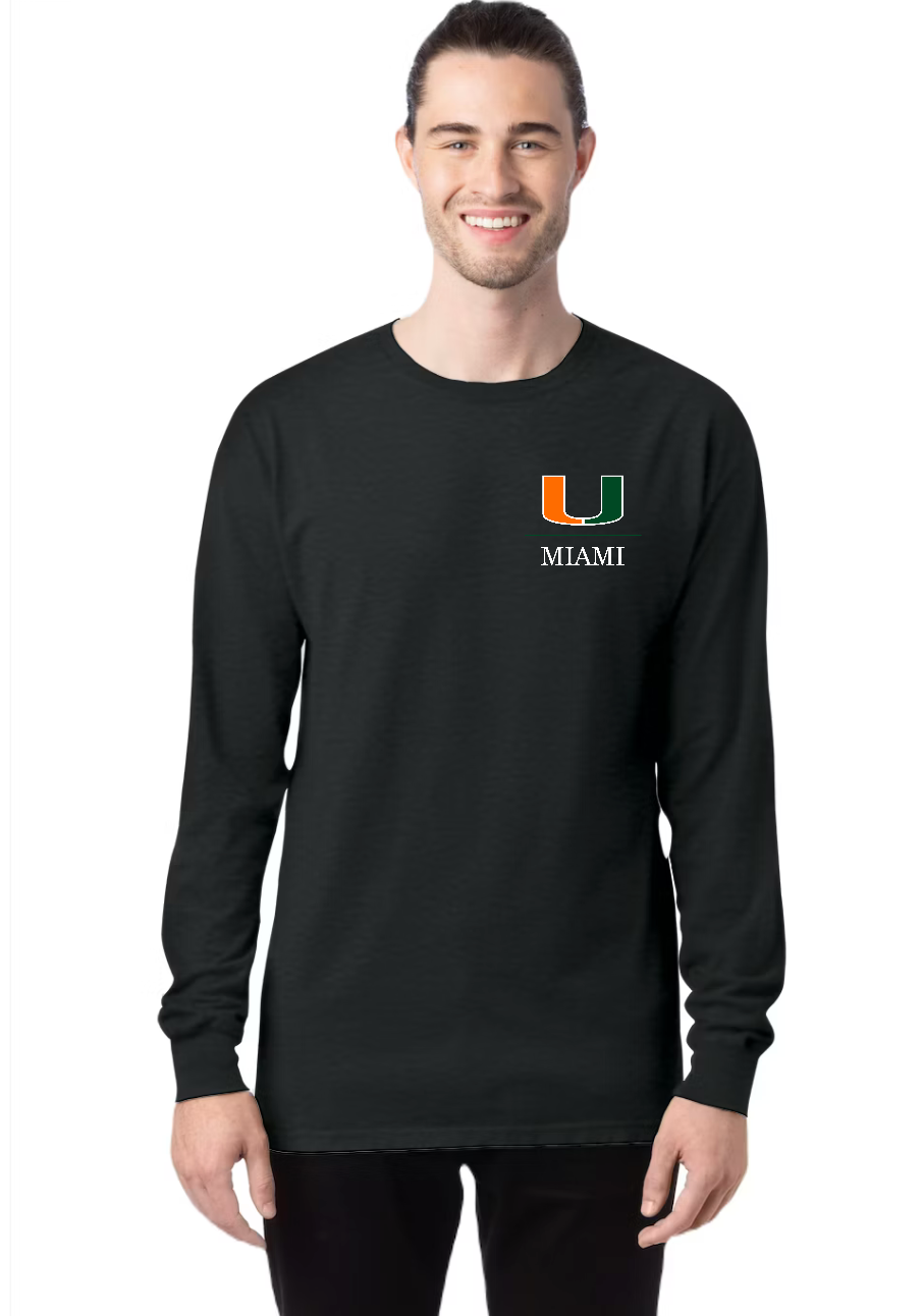 U-Miami Left Crest - Premium Long Sleeve T-Shirt