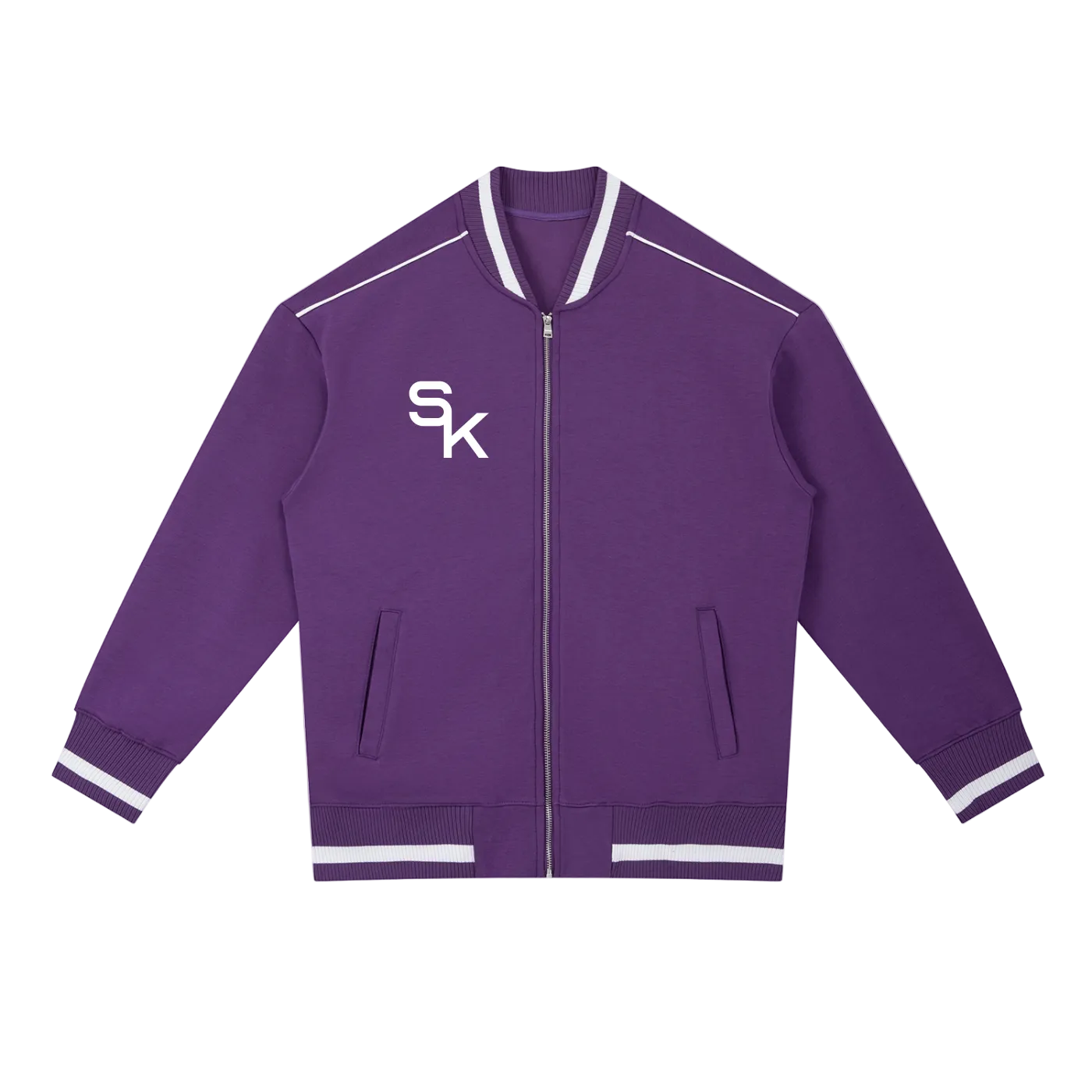 Contrast Piping Zip Bomber Jacket