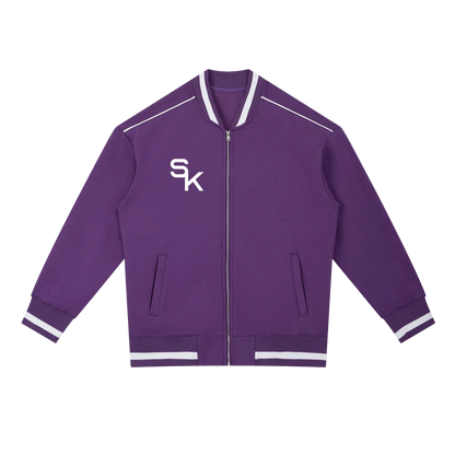 Contrast Piping Zip Bomber Jacket