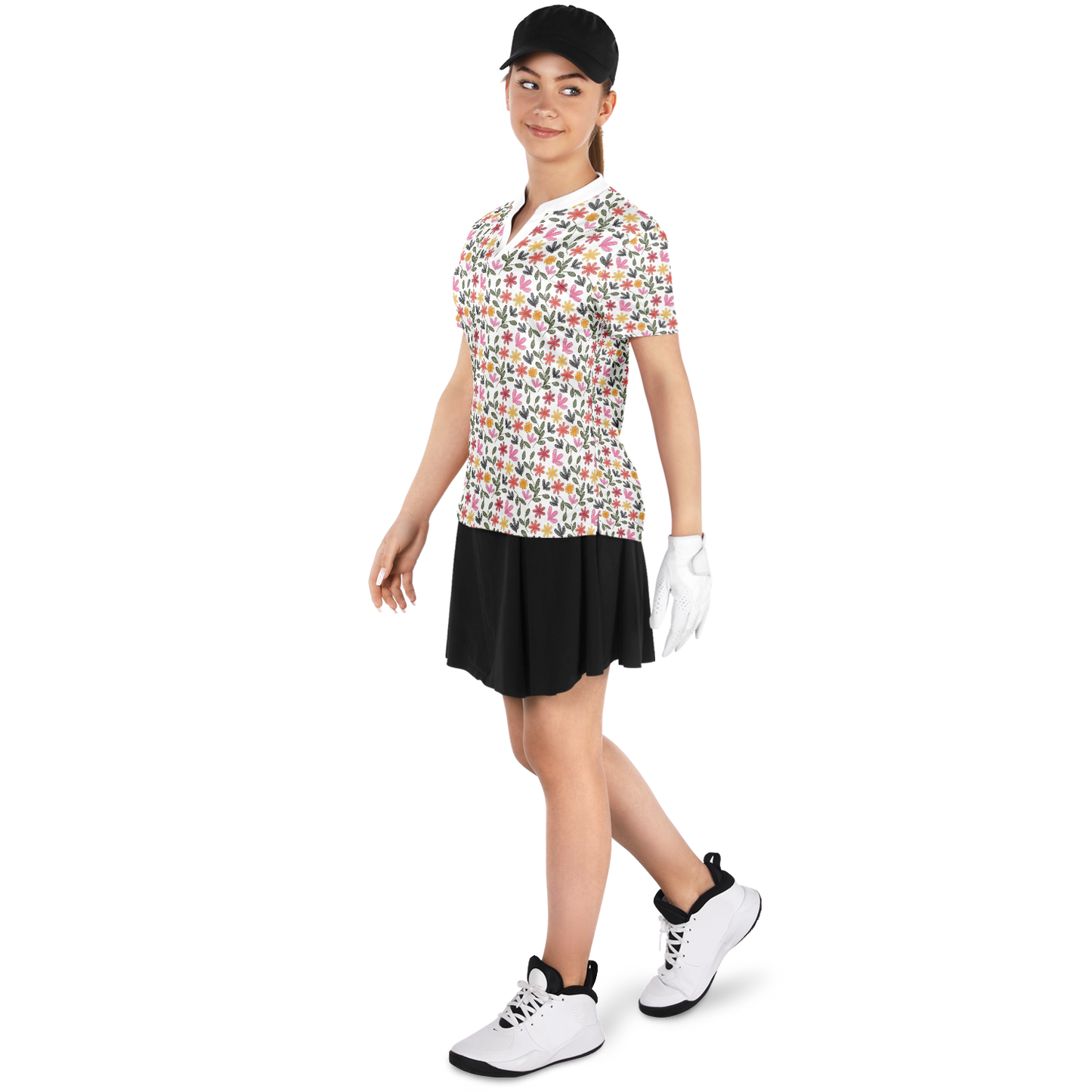 Floral Stand Up Collar Polo Shirt - AOP