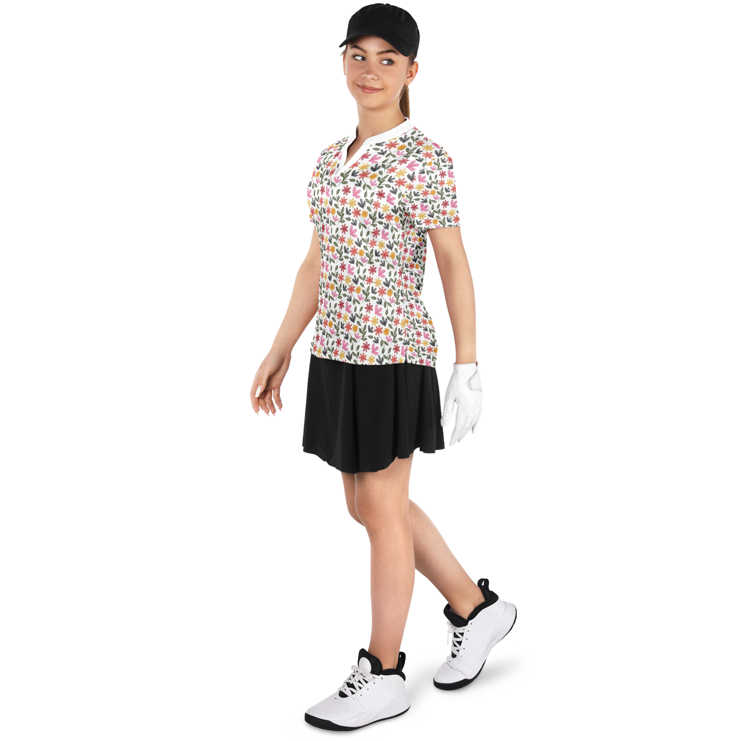 Floral Stand Up Collar Polo Shirt - AOP