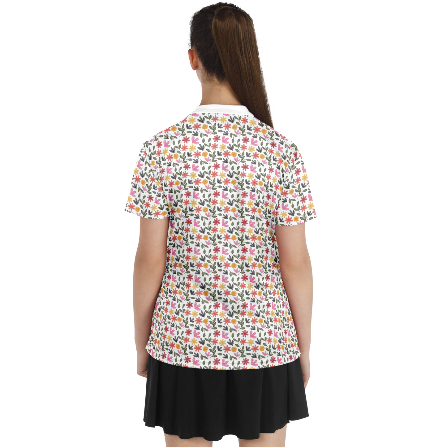 Floral Stand Up Collar Polo Shirt - AOP