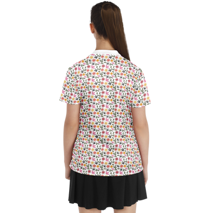 Floral Stand Up Collar Polo Shirt - AOP