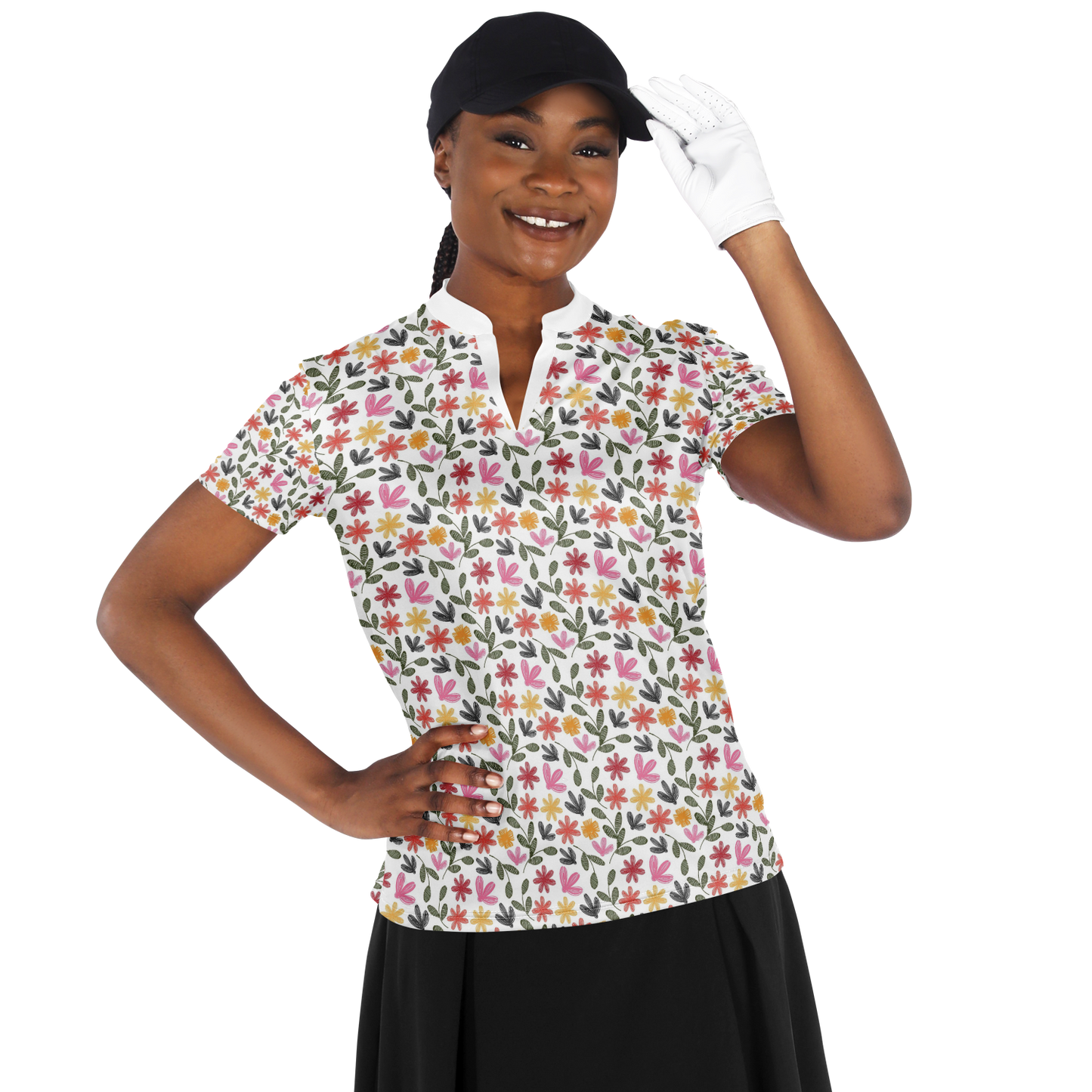 Floral Stand Up Collar Polo Shirt - AOP