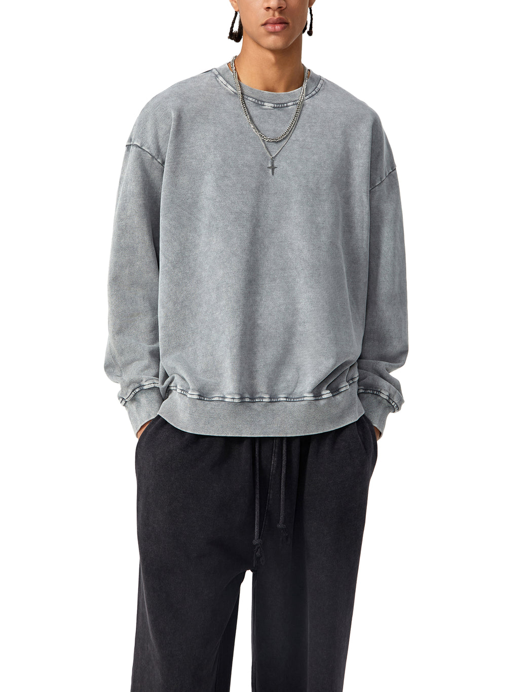 Saint Kingston Vertical Snow Washed Oversized Sweatshirt