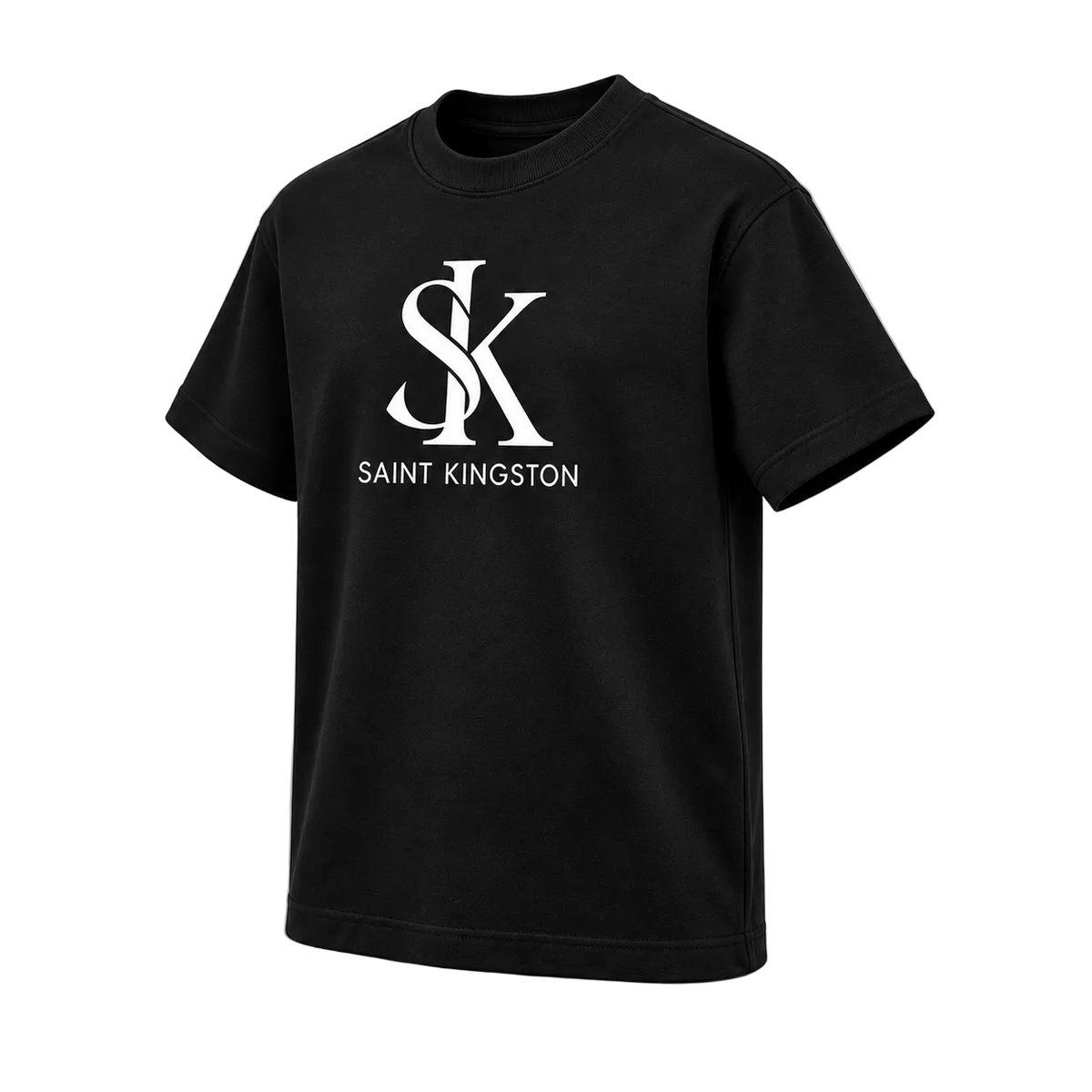 The Sovereign Box Tee by Saint Kingston — three-quarter front mockup