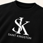 The Sovereign Box Tee by Saint Kingston — white SK logo detail mockup