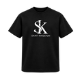 The Sovereign Box Tee by Saint Kingston — black with white SK monogram, front mockup