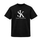 The Sovereign Box Tee by Saint Kingston — black with white SK monogram, front mockup