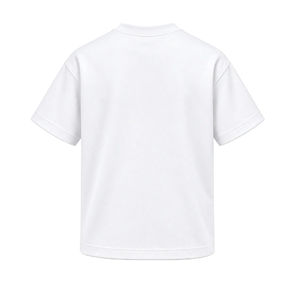 The Sovereign Box Tee in white with black SK logo — back mockup